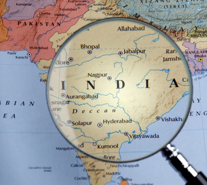 close up of India thru a magnifying glass